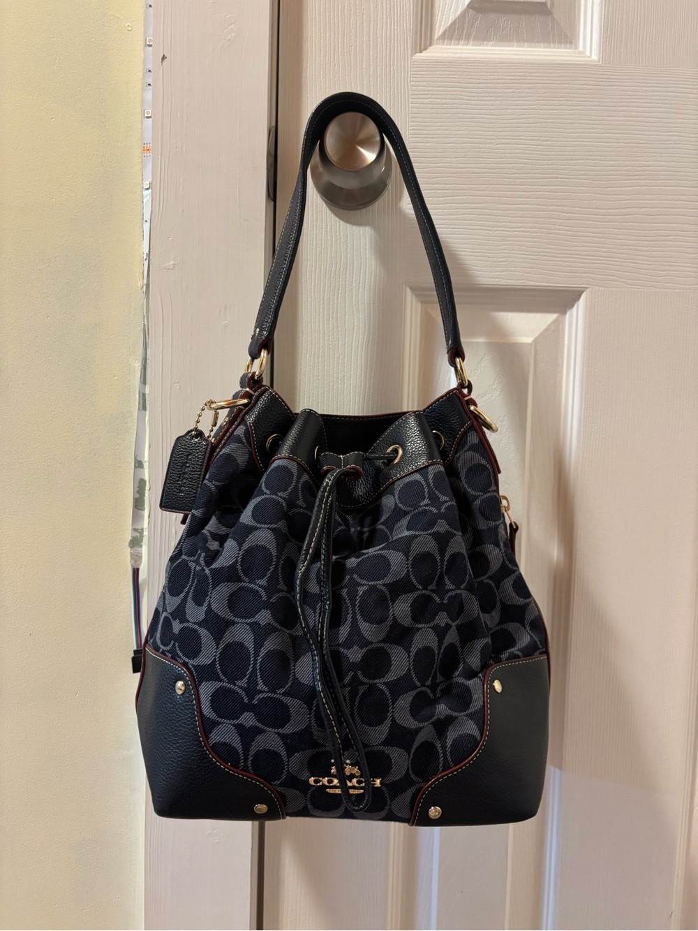 Coach Blue Denim Drawstring Bucket Bag